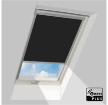 Zwart verduisterend rolgordijn voor dakramen met Z-Wave Plus Logo.