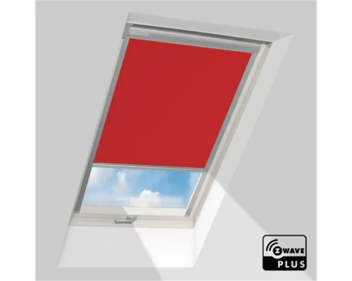 Rood verduisterend rolgordijn voor dakraam, Z-Wave Plus Logo
