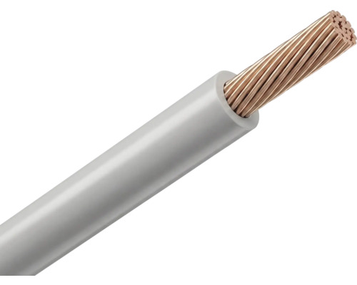 Enkeladerige draad met koperen litze en grijze isolatie