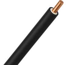 Enkeladerige draad met koperen geleider en zwarte isolatie