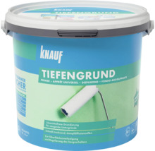 Knauf Tiefengrund in emmer met afbeelding van verfroller