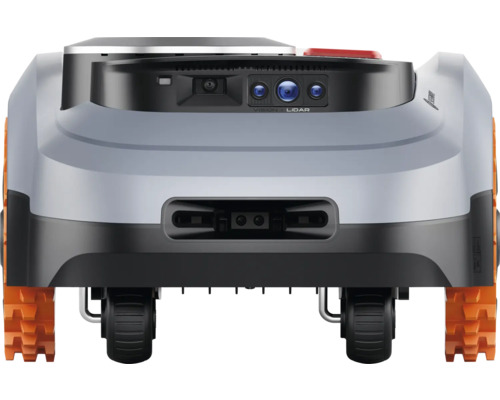 Achteraanzicht van een robotmaaier met vision en lidar