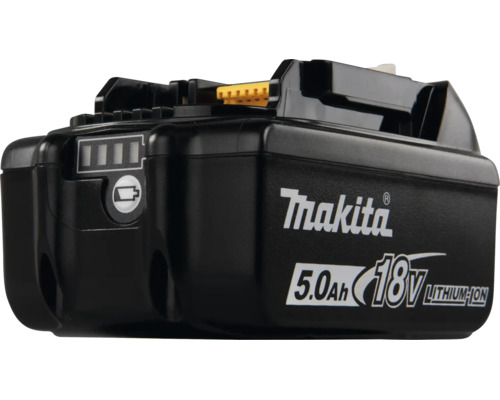 Makita accu 18 Volt 5,0 Ampère-uur Lithium-Ion met laadstatusindicator.