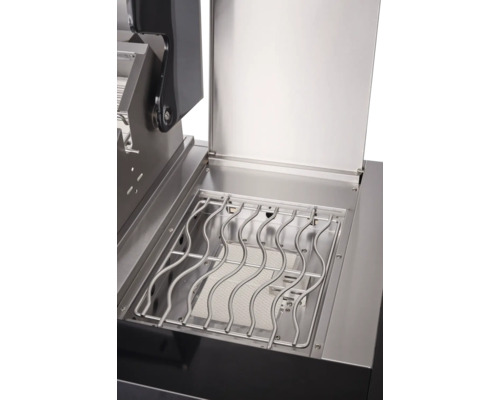 Geopende gasbarbecue met grillrooster