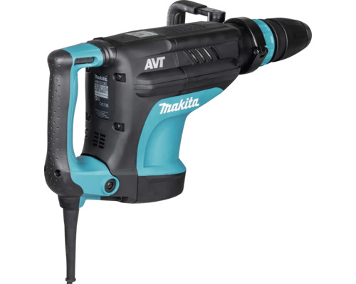 Blauwe en zwarte Makita breekhamer HM1213C met anti-vibratietechnologie en SDS-max gereedschapshouder.