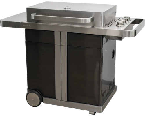 Barbecuekar van metaal met opbergruimte en legplanken