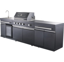 Complete buitenkeuken met barbecue, spoelbak en koelkast