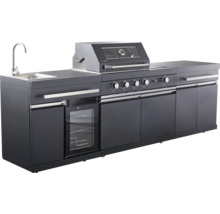 Complete buitenkeuken met spoelbak, barbecue, koelkast en opbergruimte