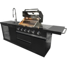 Buitenkeuken met spoelbak, koelkast en barbecue