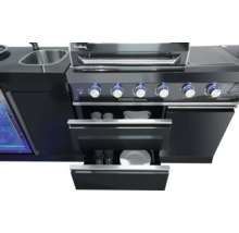 Buschbeck buitenkeuken met gootsteen, grill en laden voor het opbergen van servies