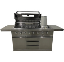 Roestvrijstalen gasbarbecue met opbergruimte en onderkast