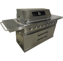 Roestvrijstalen barbecue met lades en gasregelaars