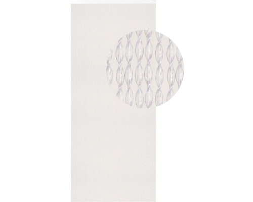 Wit draadgordijn met close-up van de stofstructuur