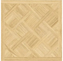 Vloerbedekking met houtlook en Versailles-parketpatroon.