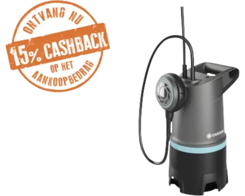 Gardena dompelpomp voor vuil water met 15 procent cashback actie