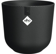 Zwarte bloempot met ruitpatroon en Elho logo