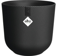 Zwarte plantenbak met ruitvormige textuur en Elho Logo