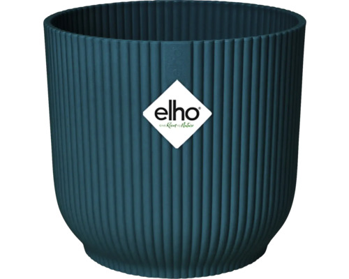 Bloempot van kunststof met ribbelstructuur en Elho Logo