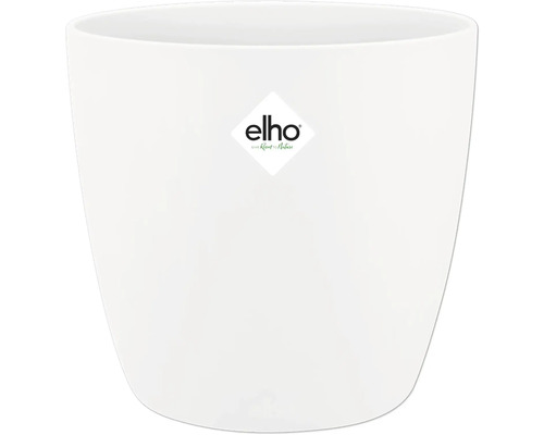 Witte bloempot met Elho logo
