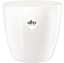 Witte bloempot met Elho logo