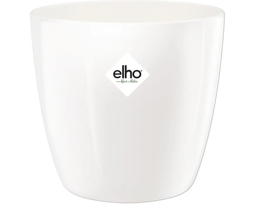Witte bloempot met Elho logo