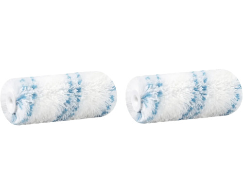 Twee witte verfrollers met verfspatten