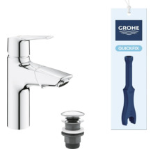 Glanzende kraan met afvoergarnituur en Grohe logo