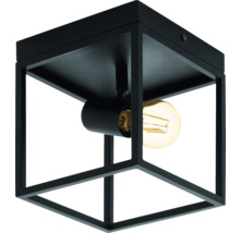 Zwarte plafondlamp met geometrisch design en gloeilamp
