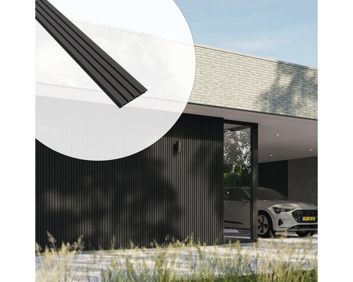 WPC Wandpaneel antraciet 2700x200x26 mm Kunststof gevelbekleding met tand- en groefprofiel