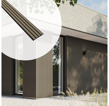 Gevel met houten profielen en detailweergave