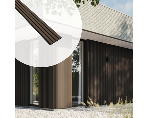 Gevel van een modern huis met houten bekleding