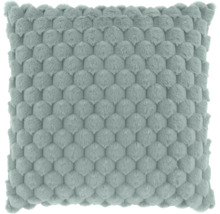 Vierkant sierkussen in lichtgroen met honingraatstructuur van zacht pluche.