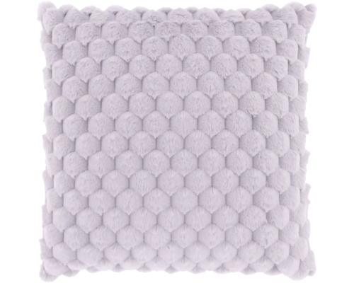 Lilakleurig sierkussen met honingraatpatroon van imitatiebont.