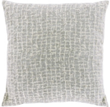 Vierkant sierkussen in lichtgrijs met een gestructureerd geweven patroon.