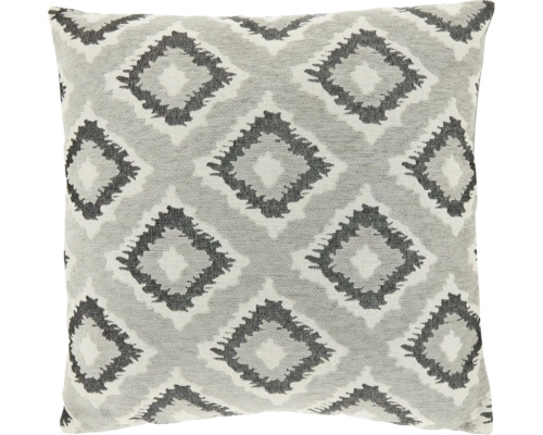 Vierkant sierkussen met geweven ruitpatroon.