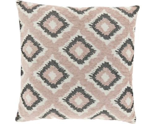 Vierkant sierkussen met geweven geometrisch patroon.