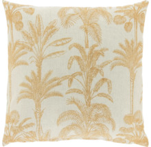 Vierkant sierkussen met palmenpatroon van stof.