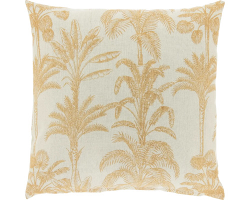 Vierkant sierkussen met palmenpatroon van stof.