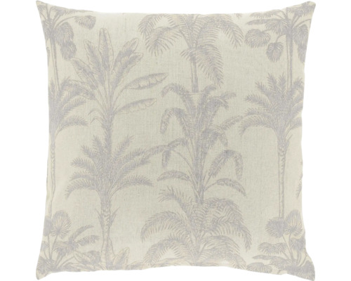 Unique Living Kussen Tilly grijs 45x45 cm Sierkussen met palmenpatroon van linnen stof.