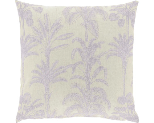 Unique Living Kussen Tilly paars 45x45 cm Vierkant sierkussen met palmenprint en botanisch motief.