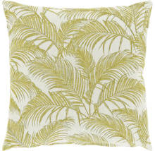 Vierkant sierkussen met palmbladpatroon.