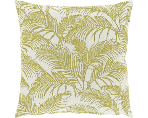 Vierkant sierkussen met palmbladpatroon.
