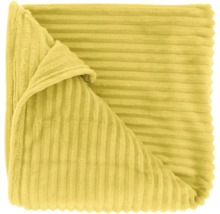 Gele fleece deken met een zachte corduroy ribstructuur.