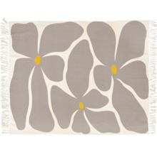 Vloerkleed met groot abstract bloemenpatroon en franjes