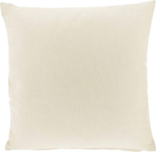 Vierkant sierkussen van stof in beige.