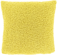 Vierkant sierkussen met teddy-fleece textuur in geel.