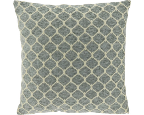 Vierkant sierkussen met grijs geometrisch ruitpatroon van gestructureerde stof.