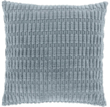 Vierkant lichtblauw sierkussen met een gestructureerd oppervlak in corduroy-look.