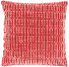 Vierkant sierkussen in koraalkleur met corduroy-structuur
