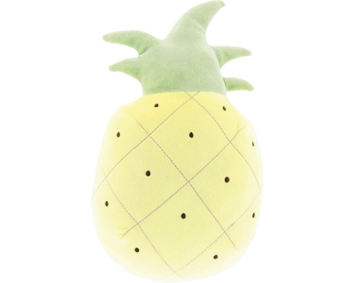 Unique Living Kussen Tropic Icons ananas Ø35 cm Decoratief kussen in de vorm van een ananas van zacht pluche met stikselpatroon en groene bladeren.